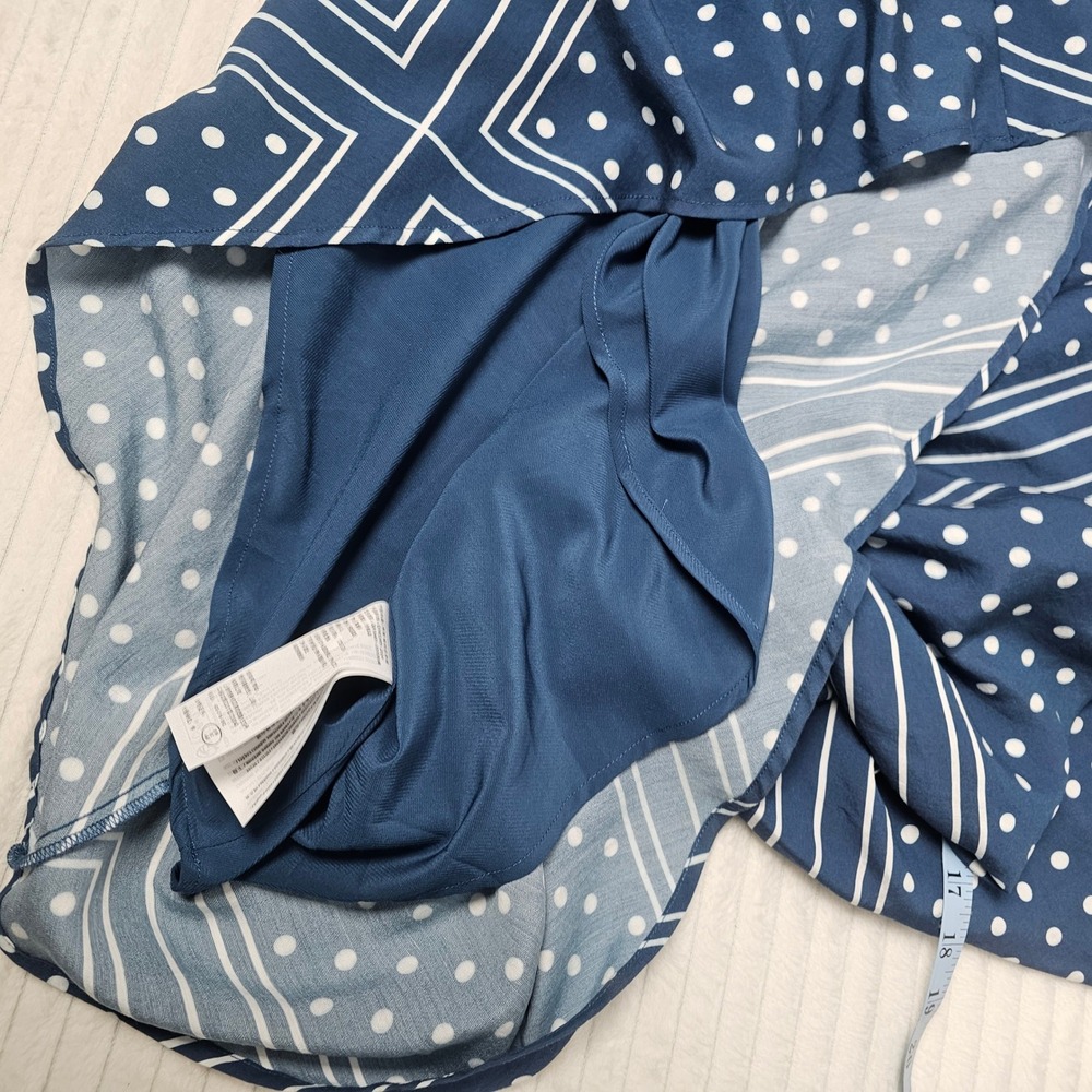 Abercrombie & Fitch Maxi Dress Womens XL Navy Polka Dot Cutout Tie Resort Summer - Picture 10 of 11